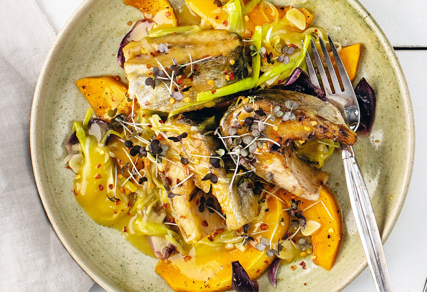Forelle süß-sauer mit Lauch und Kürbis | BILLA