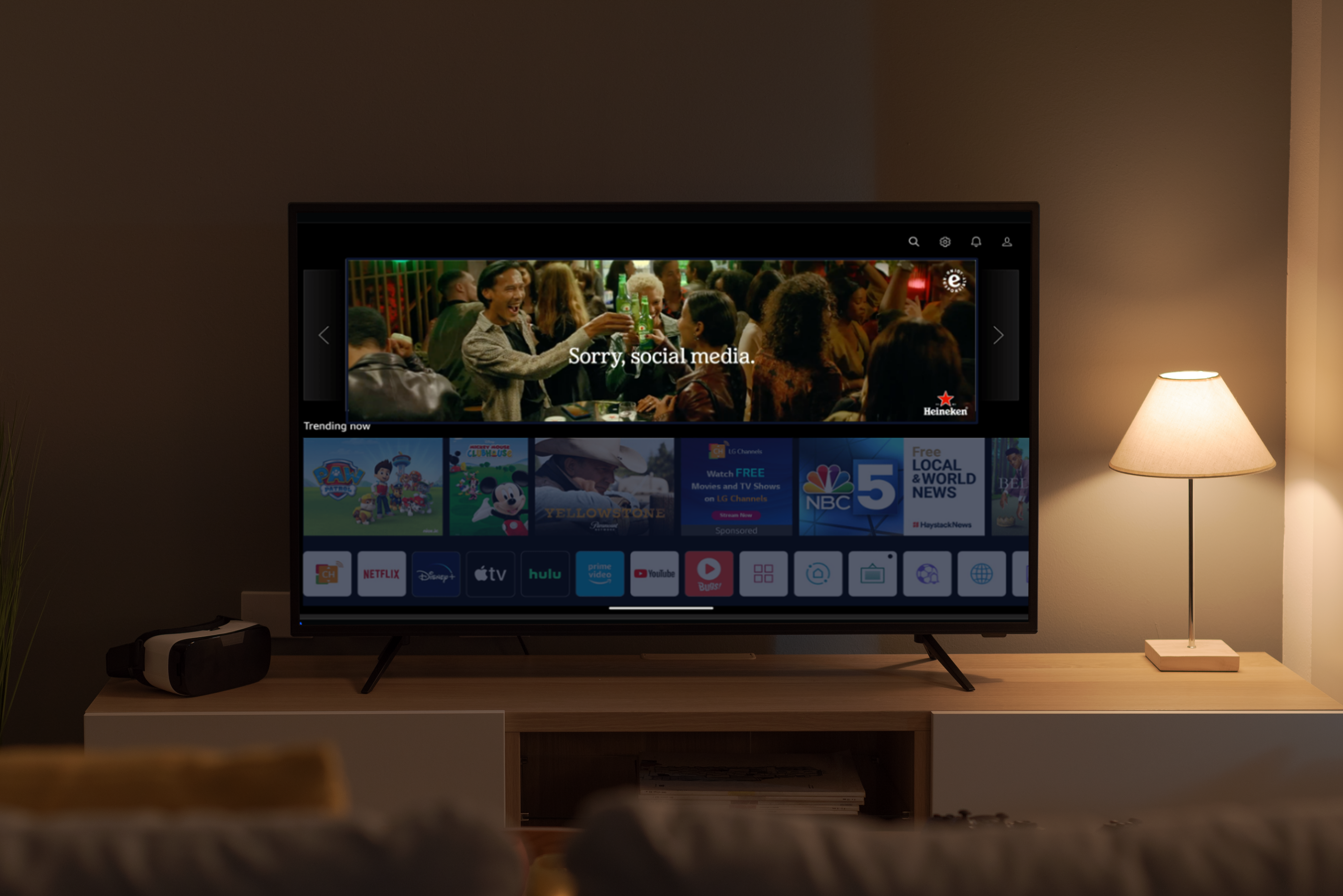 Applications on television with Heineken banner on top