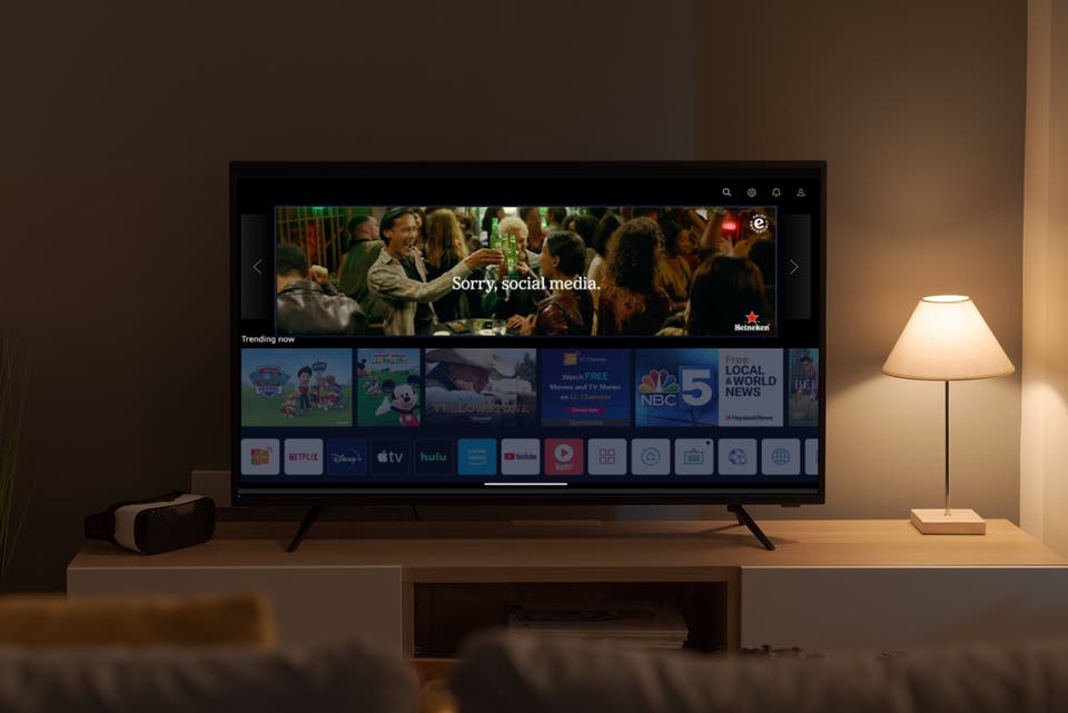 Applications on television with Heineken banner on top