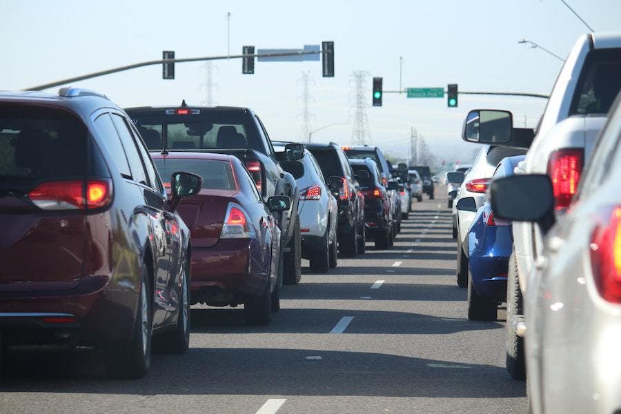 Cars waiting to cross traffic lights