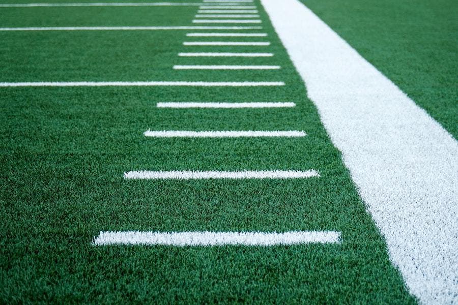 Close up of a football field