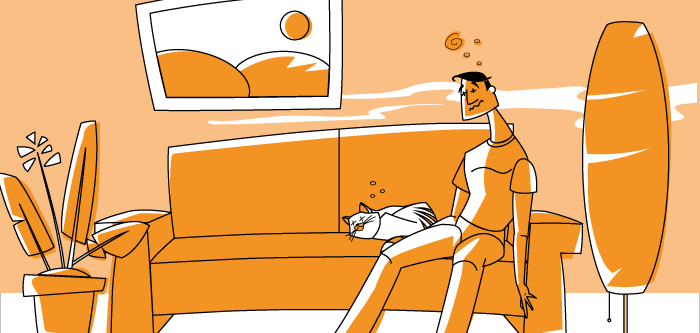 Man op bank met koolmonoxidevergiftiging