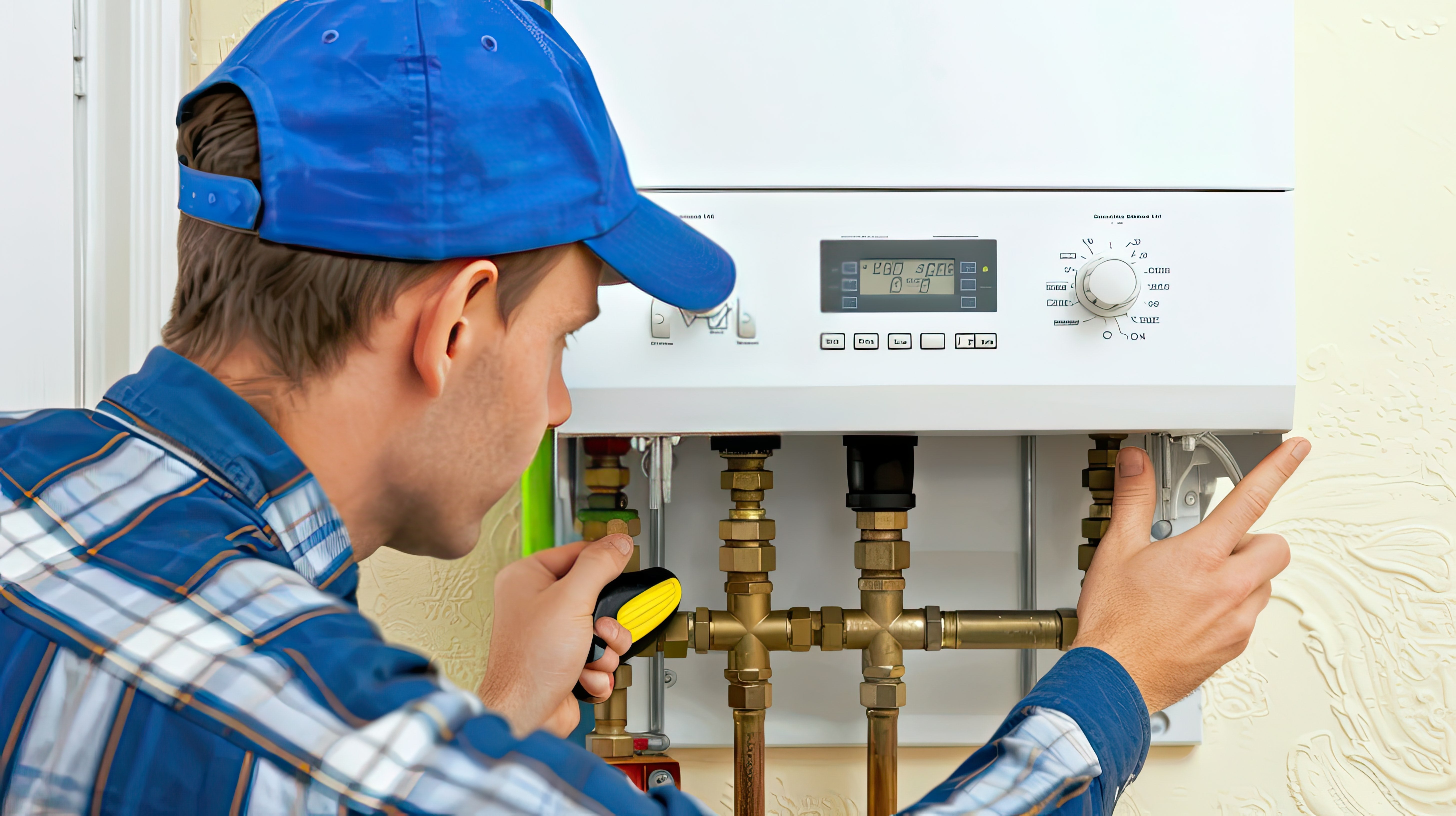 Man controleert cv-ketel