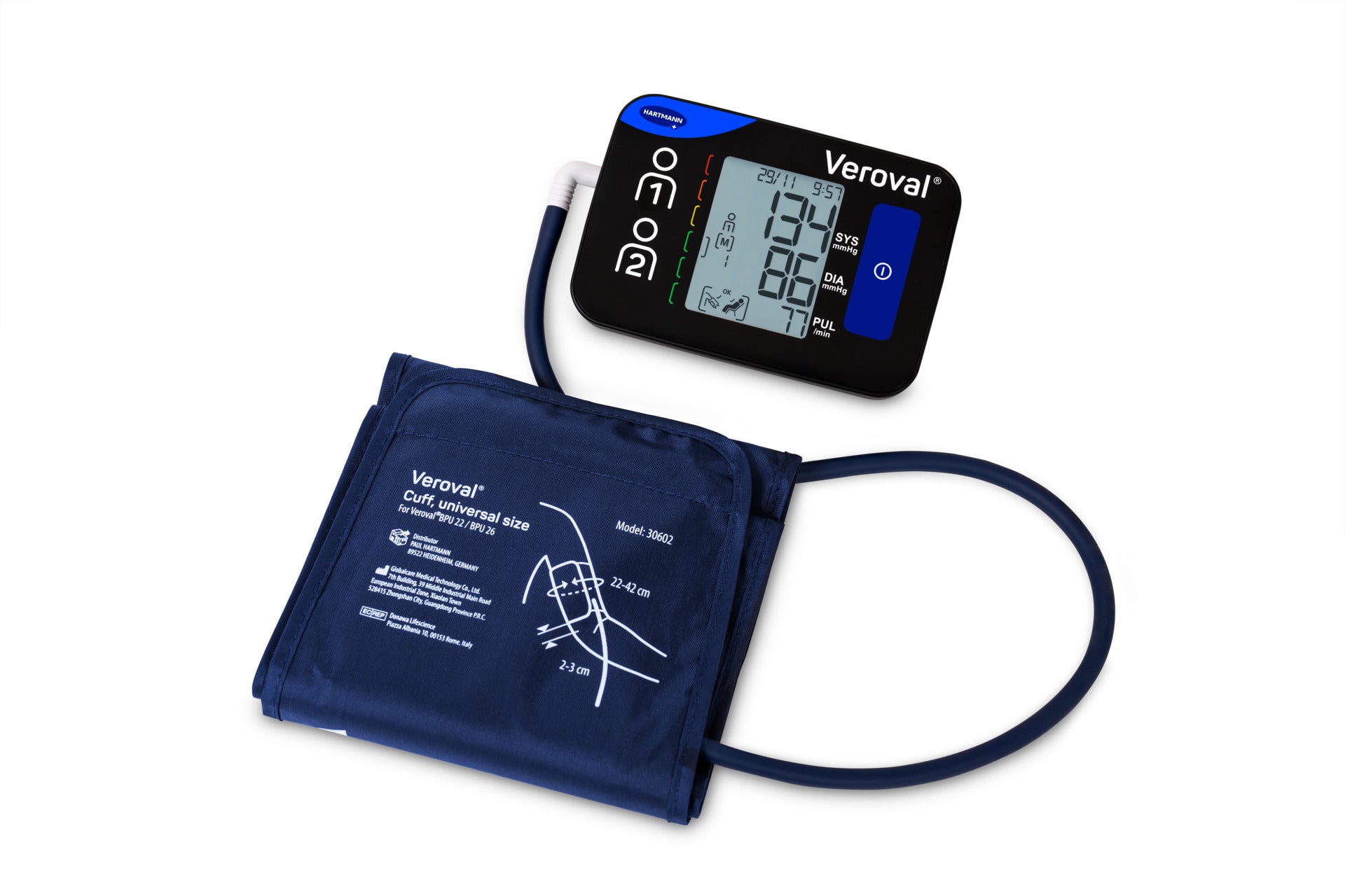 ProductContent Product Frontal Veroval Compact+ upper arm universal cuff