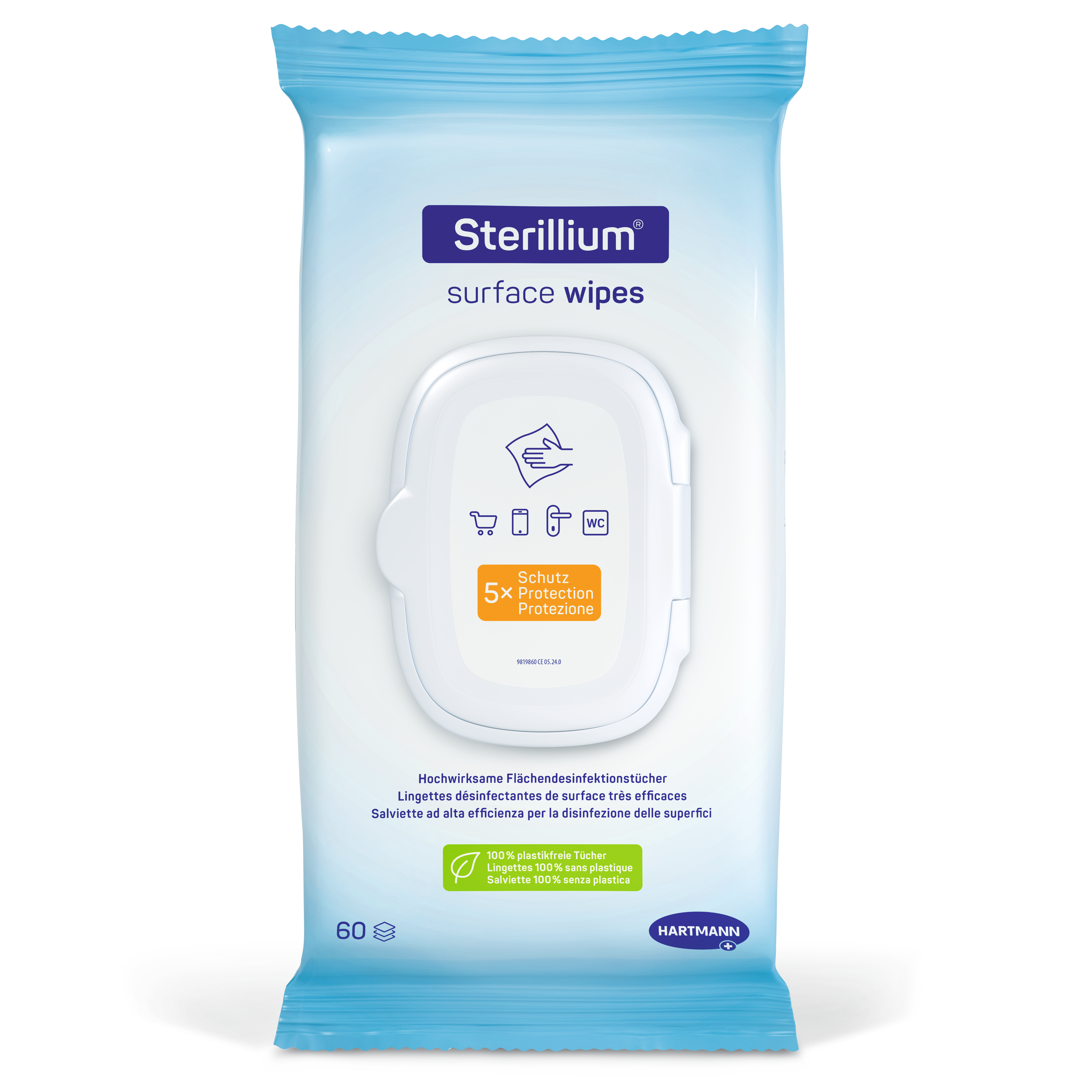 Sterillium surface wipes 60T front DE FR IT 981986 0824