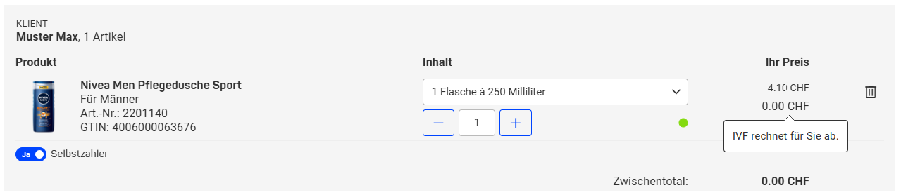 Warenkorb Non MiGeL Selbstzahler