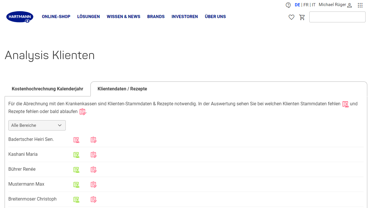 Klientendaten Rezepte