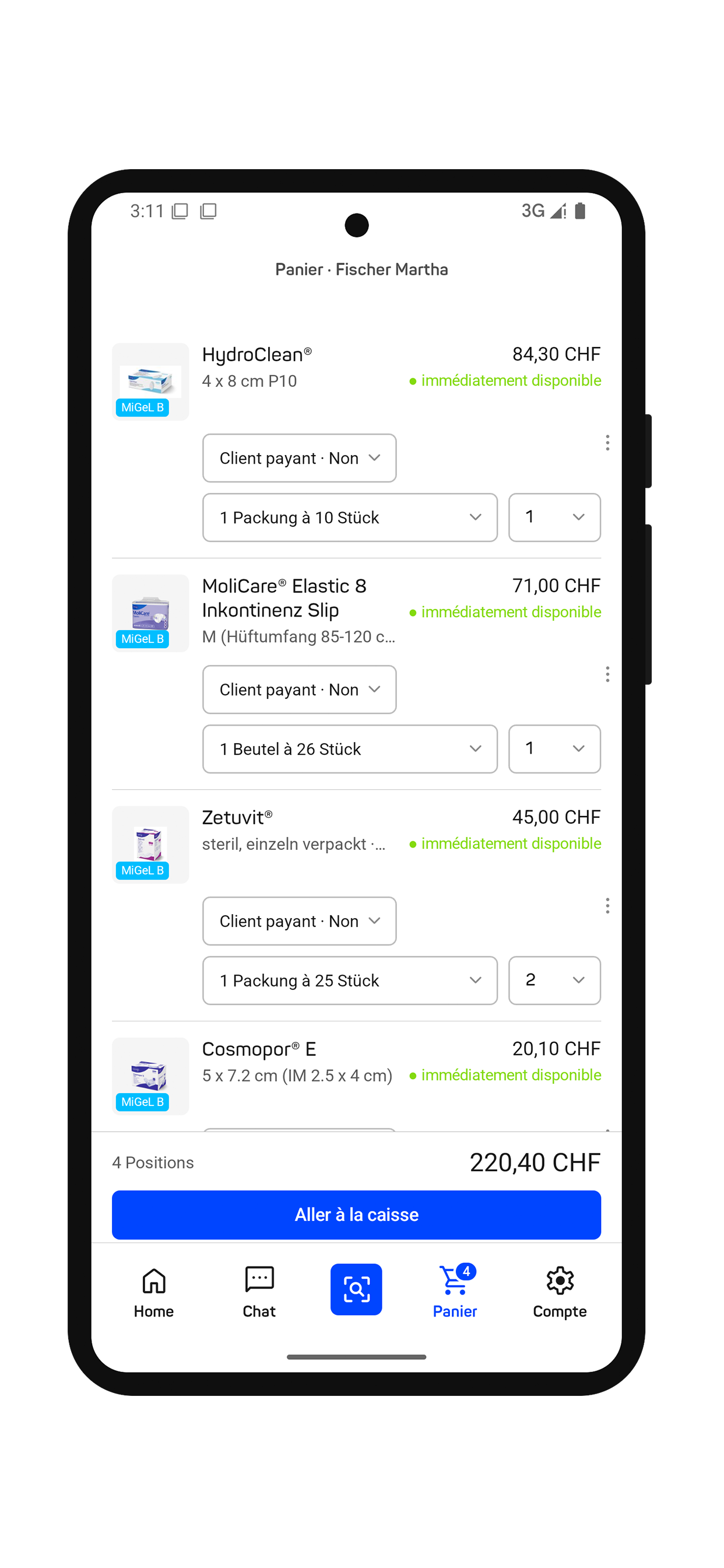App FR client cart framed
