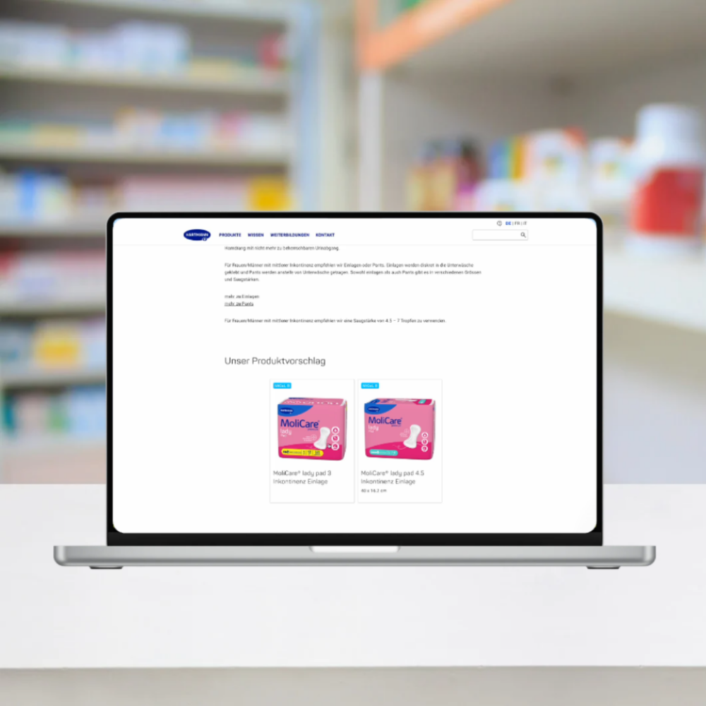 Produktfinder von IVF HARTMNANNN AG für MoliCare® Inkontinenzprodukte