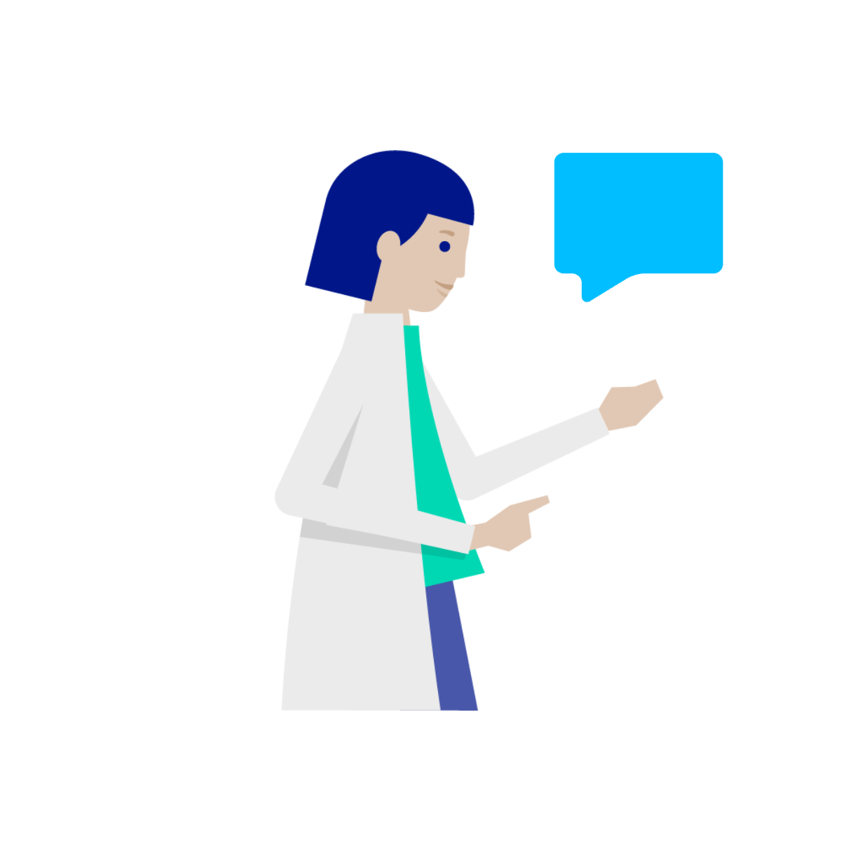 Illustration Apothekerin im Gespraech