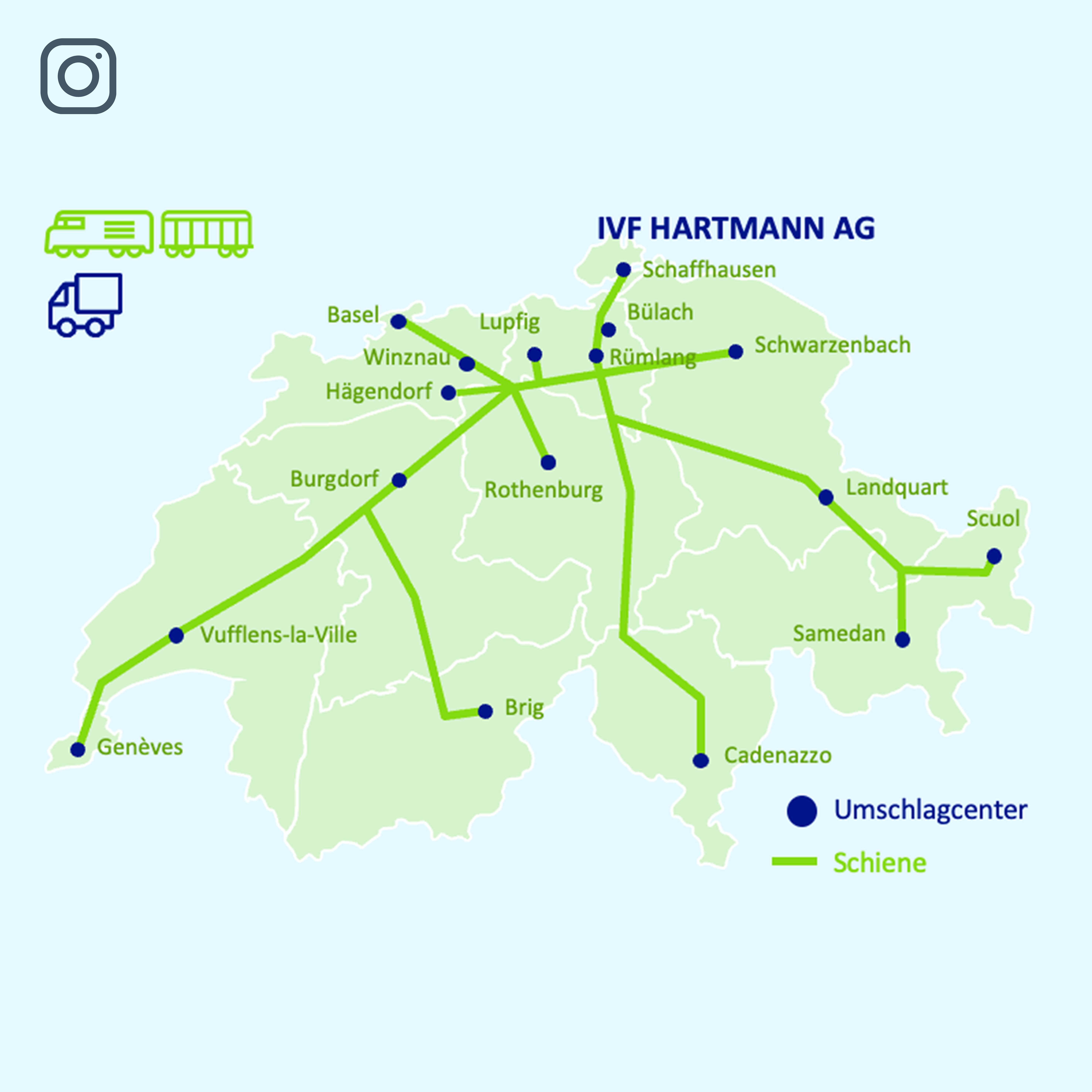 Karte vom Beispiel von IVF HARTMANN AG's dualem Transportsystem