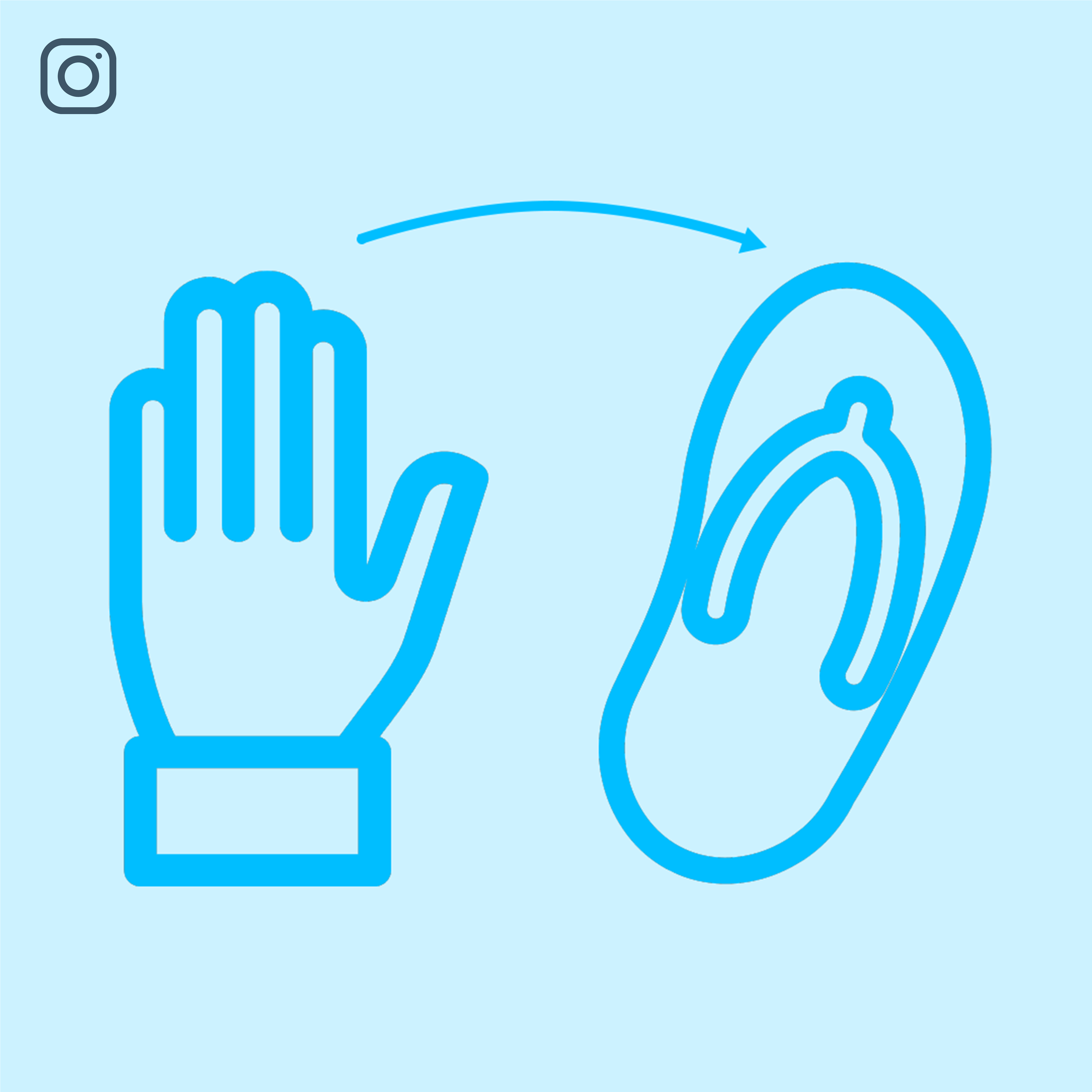 Illustration eines Handschuhs und eines Flip-Flops