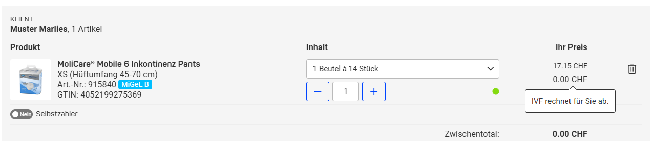 Warenkorb MiGel B Premium