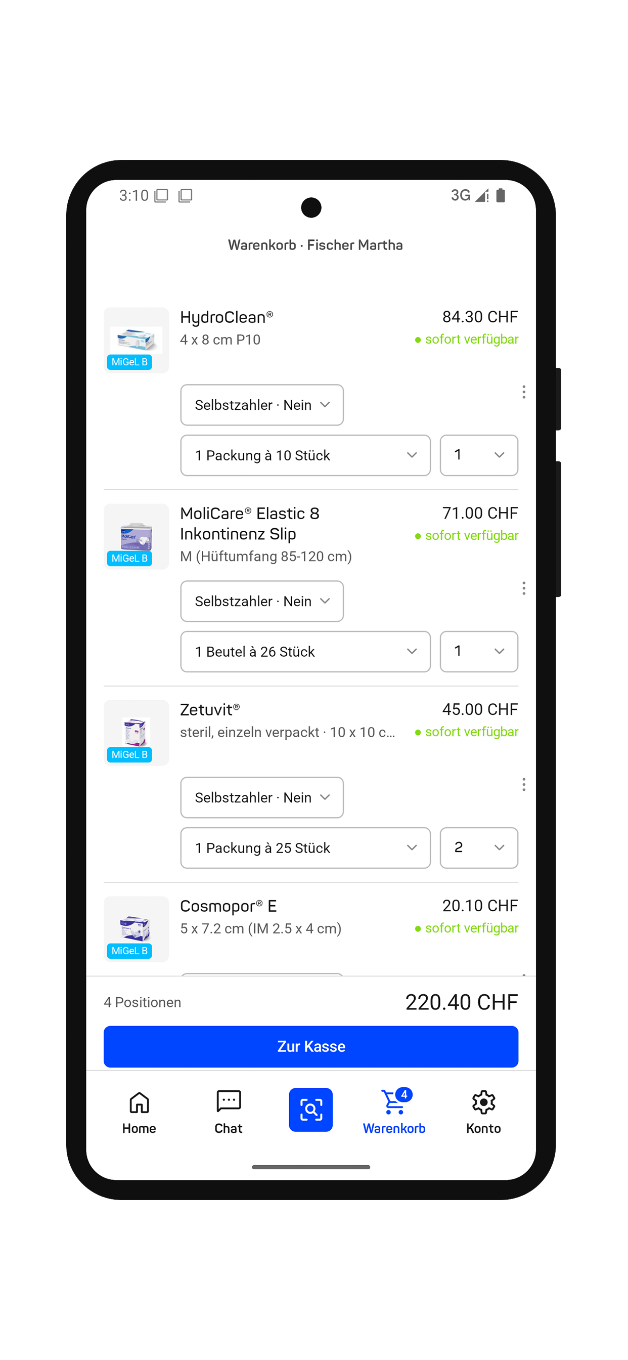 App client cart framed