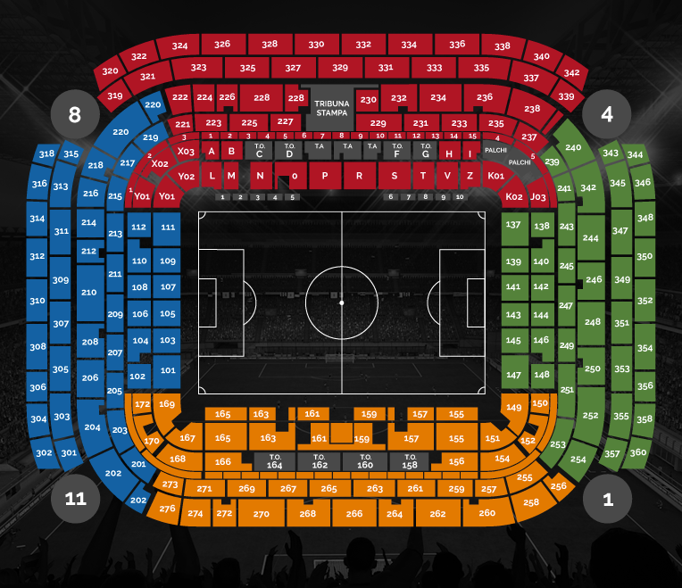 Sectors of San Siro Stadium AC Milan