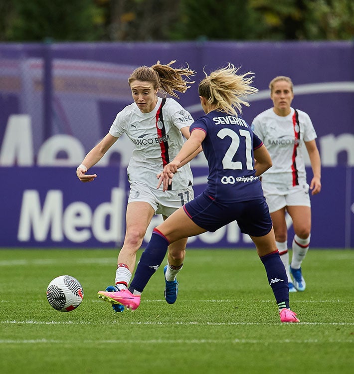 August 28, 2022, Milan, Italy: Kajan Bernarde of ACF Fiorentina celebrates  after scoring his team's second goal during AC Milan - ACF Fiorentina , 1st  turn of Serie A Femminile Tim 2022/23