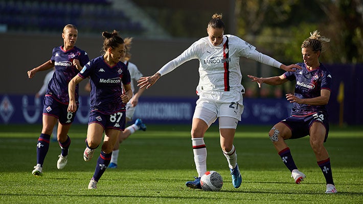 August 28, 2022, Milan, Italy: Kajan Bernarde of ACF Fiorentina celebrates  after scoring his team's second goal during AC Milan - ACF Fiorentina , 1st  turn of Serie A Femminile Tim 2022/23