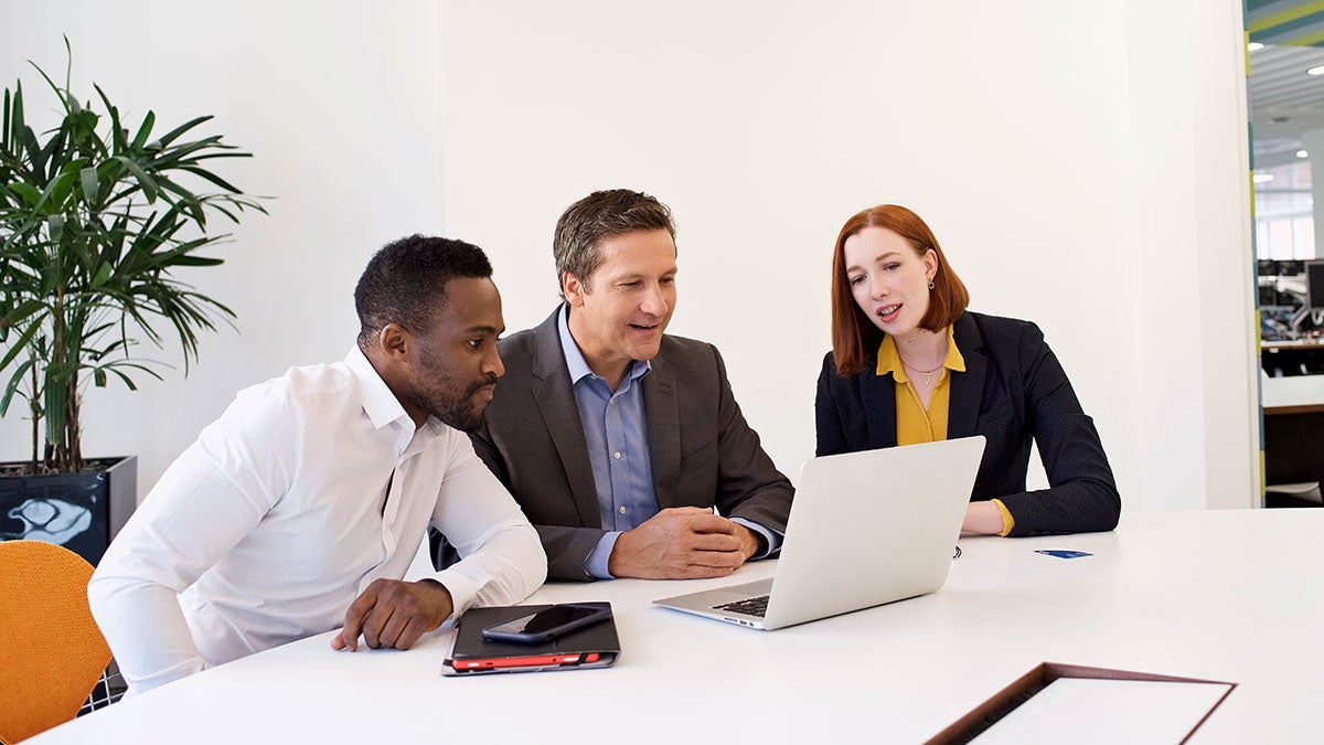 Employees collaborating