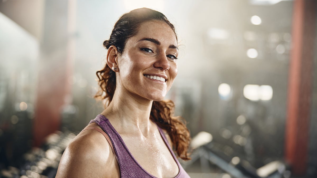 A woman smiling at camera