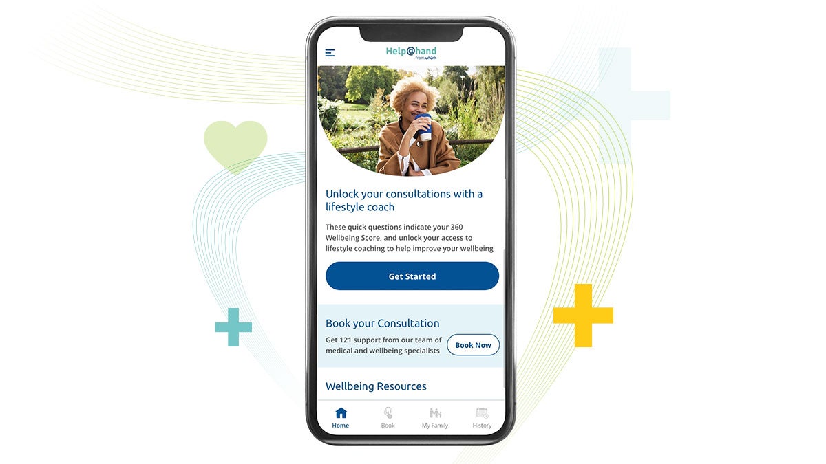 Join Hand App Market-leading employee health and wellbeing support, all in one app