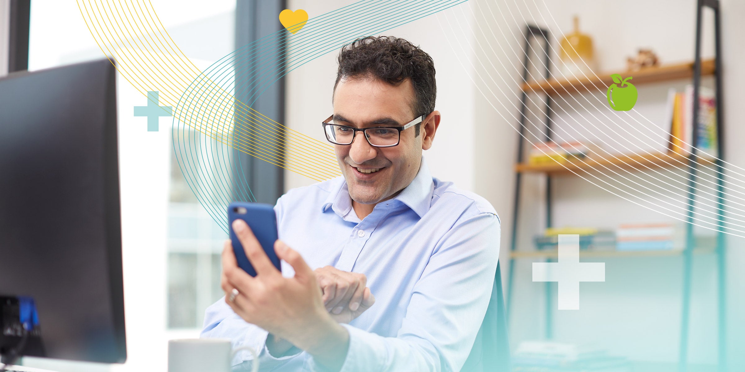 Man using Help@hand wellbeing app from Unum