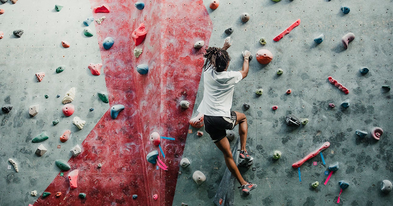 Man climbing the wall
