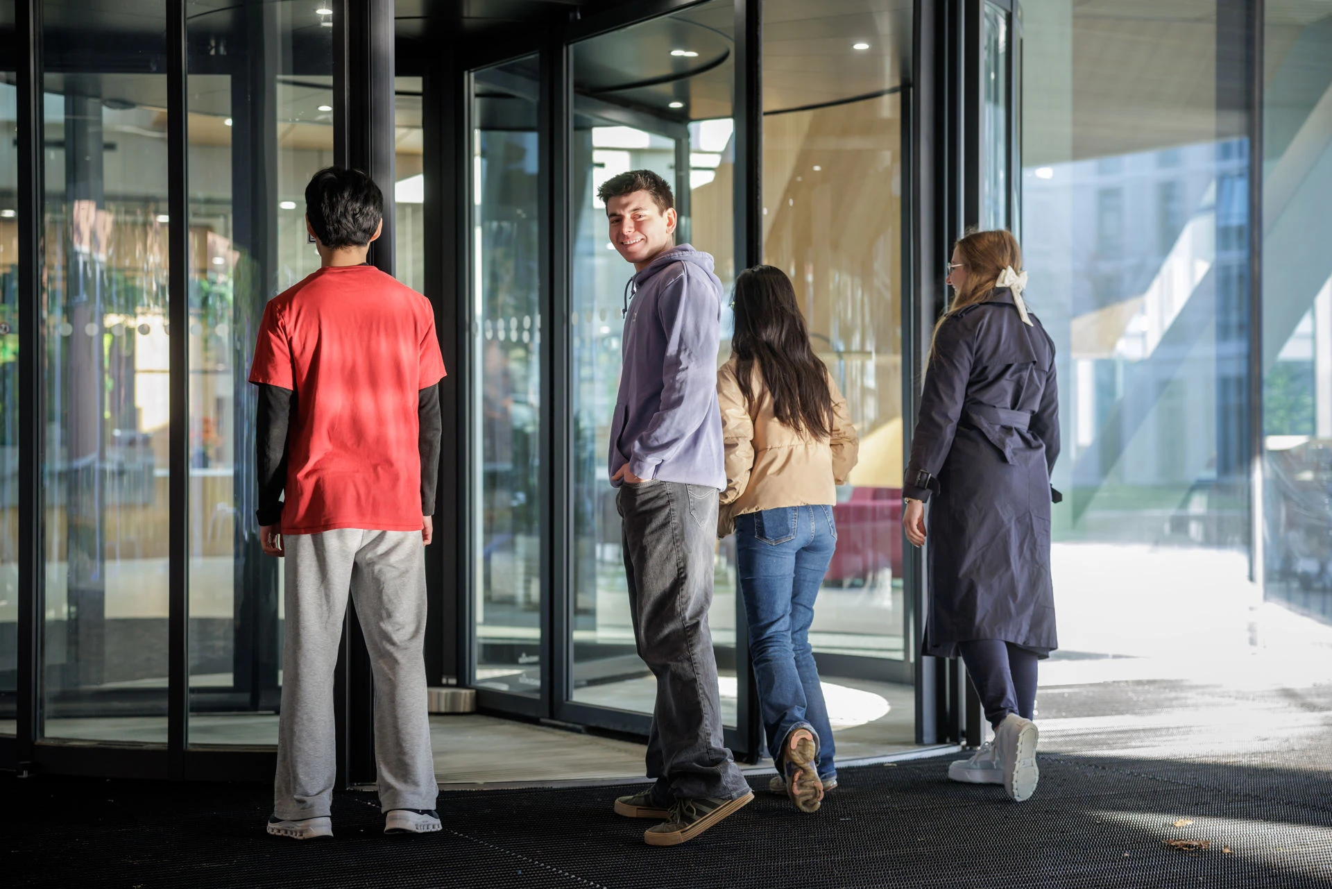 Students walk through the entrance