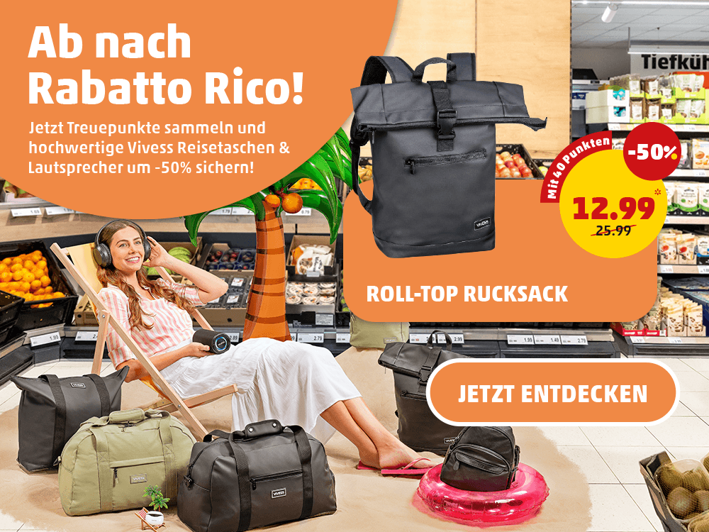 Die neue PENNY Sammelaktion ist da! Hol dir jetzt hochwertige Vivess Reisetaschen & Lautsprecher um -50% für nur 40 Treuepunkte!