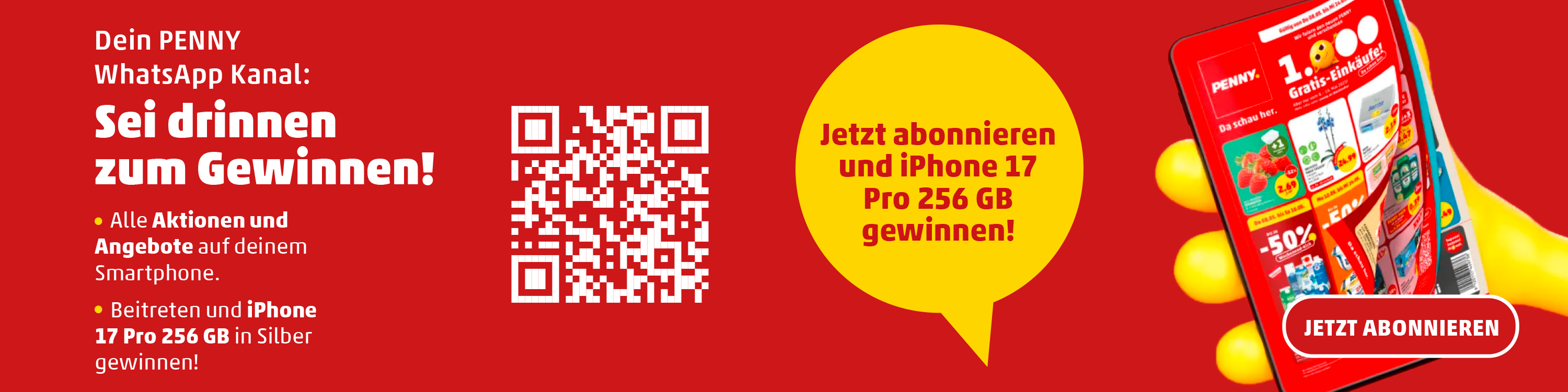 Dein PENNY WhatsApp Kanal: Jetzt abonnieren und mit etwas Glück iPhone 17Pro gewinnen!