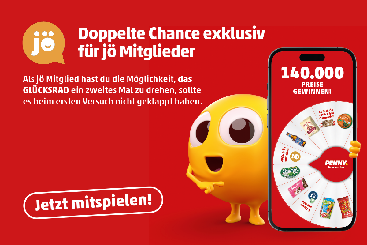 Doppelte Gewinnchance für jö Mitglieder beim PENNY GLÜCKSRAD