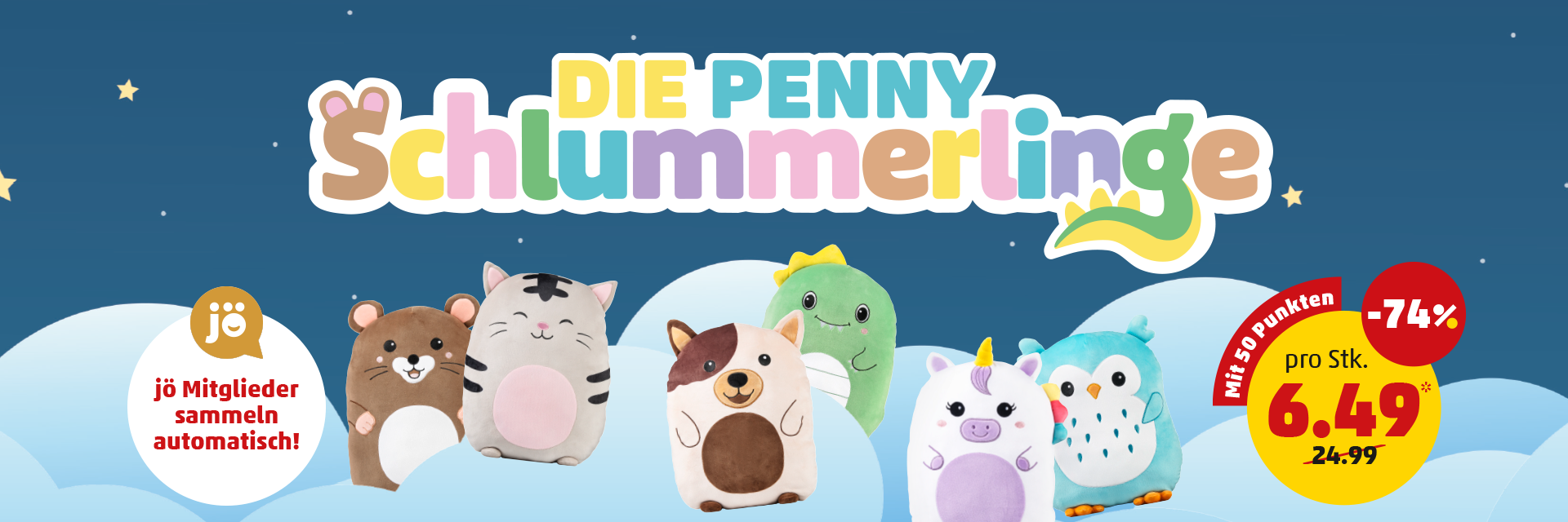 Die PENNY Schlummerlinge! Sichere dir jetzt deinen Schlummerling mit 50 Treuepunkten um € 6.49 pro Stück.