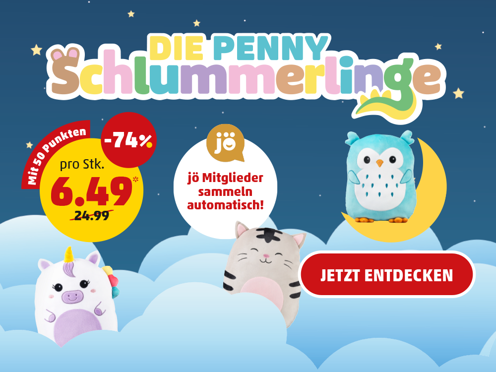 Die PENNY Schlummerlinge: Treuepunkte sammeln und Schlummerling mit -74% schnappen.