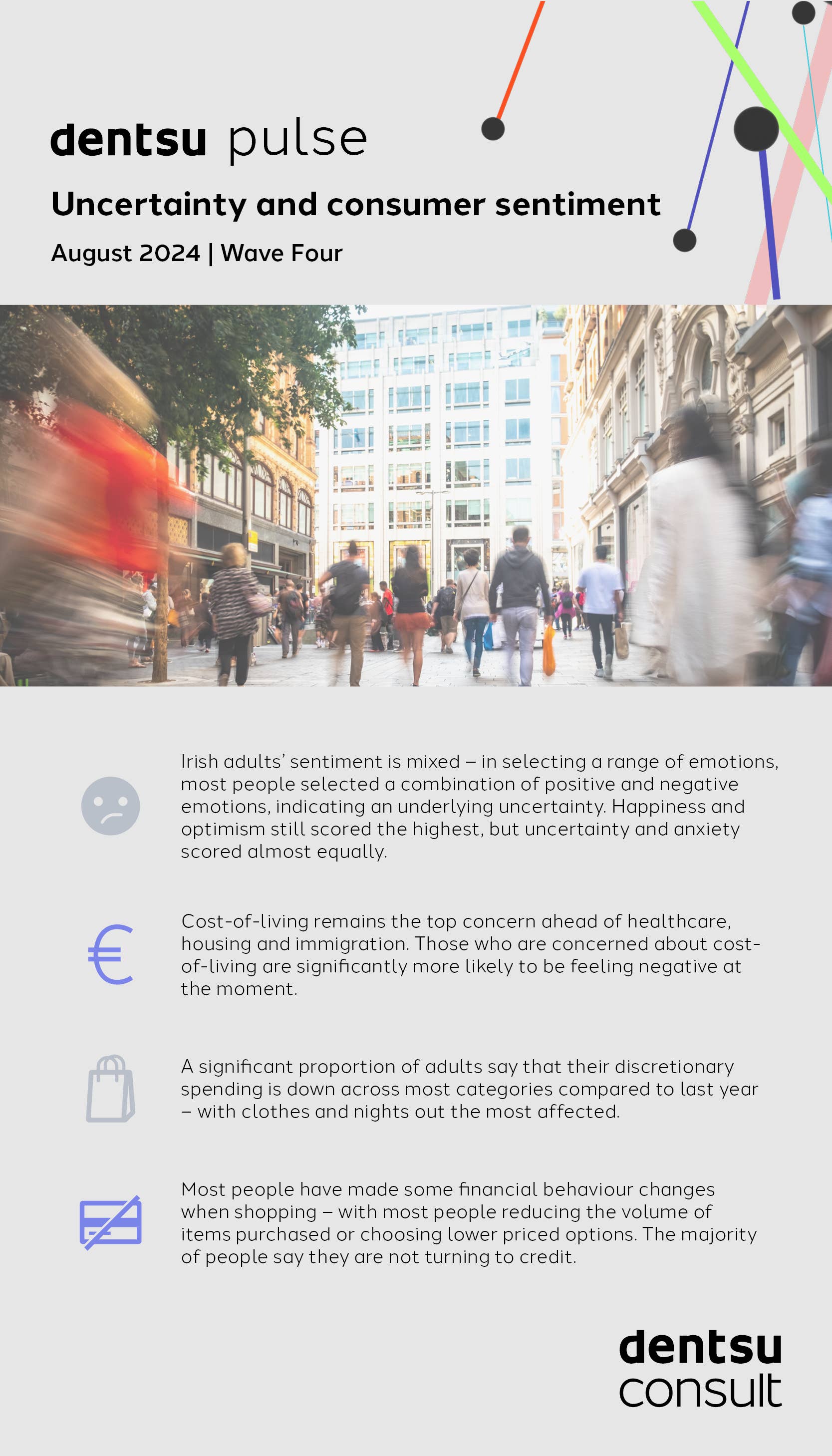 Key Insights from the August 2024 Dentsu Pulse Report: Exploring the impact of economic uncertainty on Irish consumer sentiment and spending behavior.
