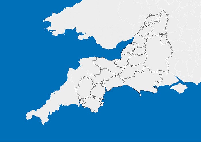 Map showing black keyline of the SNG West region