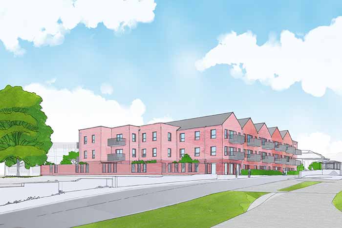 CGI of affordable older peoples apartments at Sarum Hill