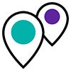 Pictogram depicting two map location markers