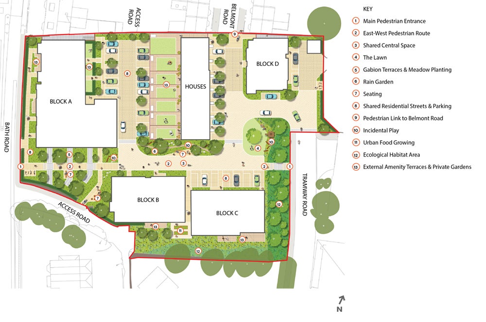Masterplan of Bath Road site and key