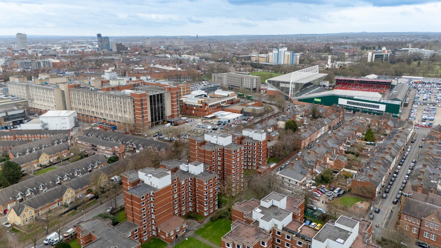 Leicester key worker accommodation aerial view