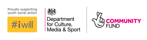 Logo lock up of partners: the #iwill fund, Department for Culture, Media & Sport and National Lottery Community Fund