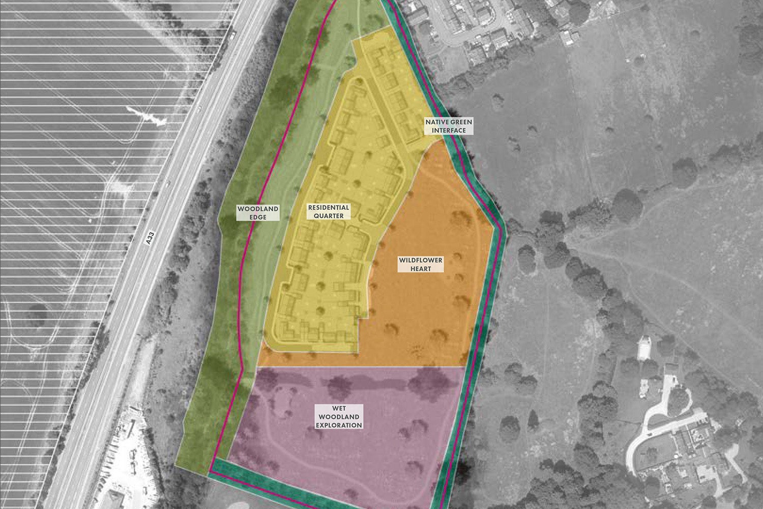 Site plan of the site at Three Mile Cross, Berkshire