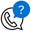A pictogram of a telephone and question mark