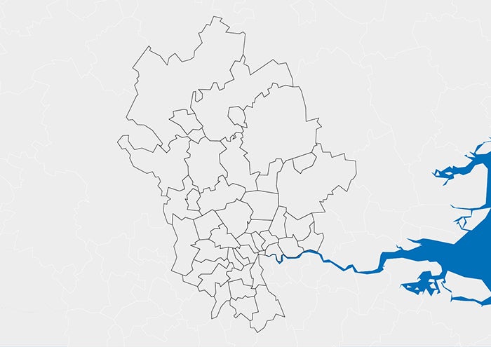 Map showing black keyline of the SNG East region
