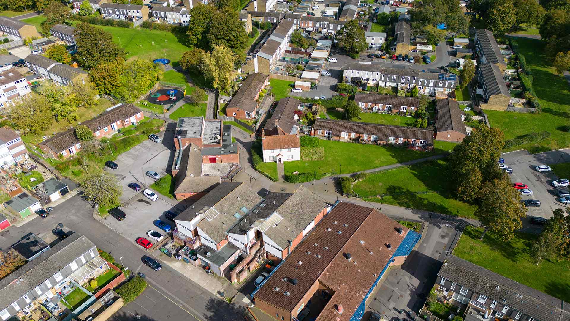 Residential neighbourhood aerial view