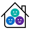 A pictogram of a house with smiley faces in it