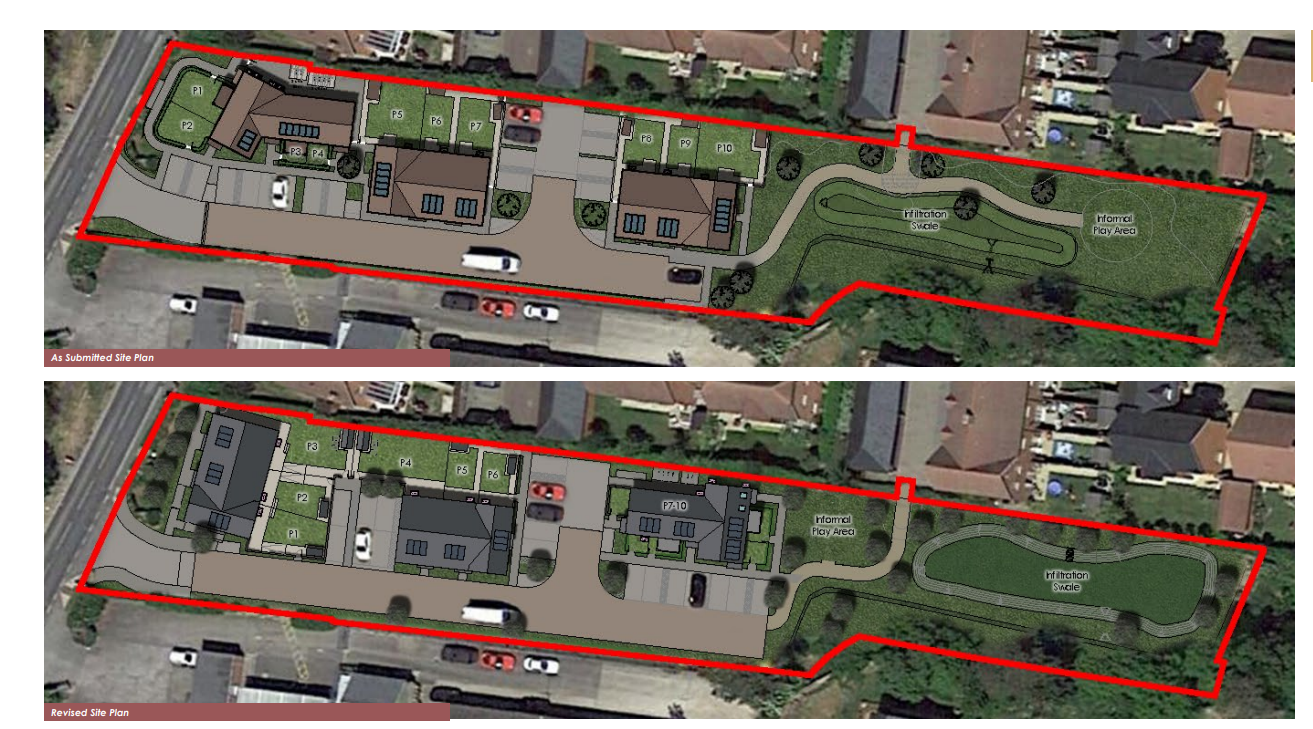 Original and revised site plan for East Hanney development consultation