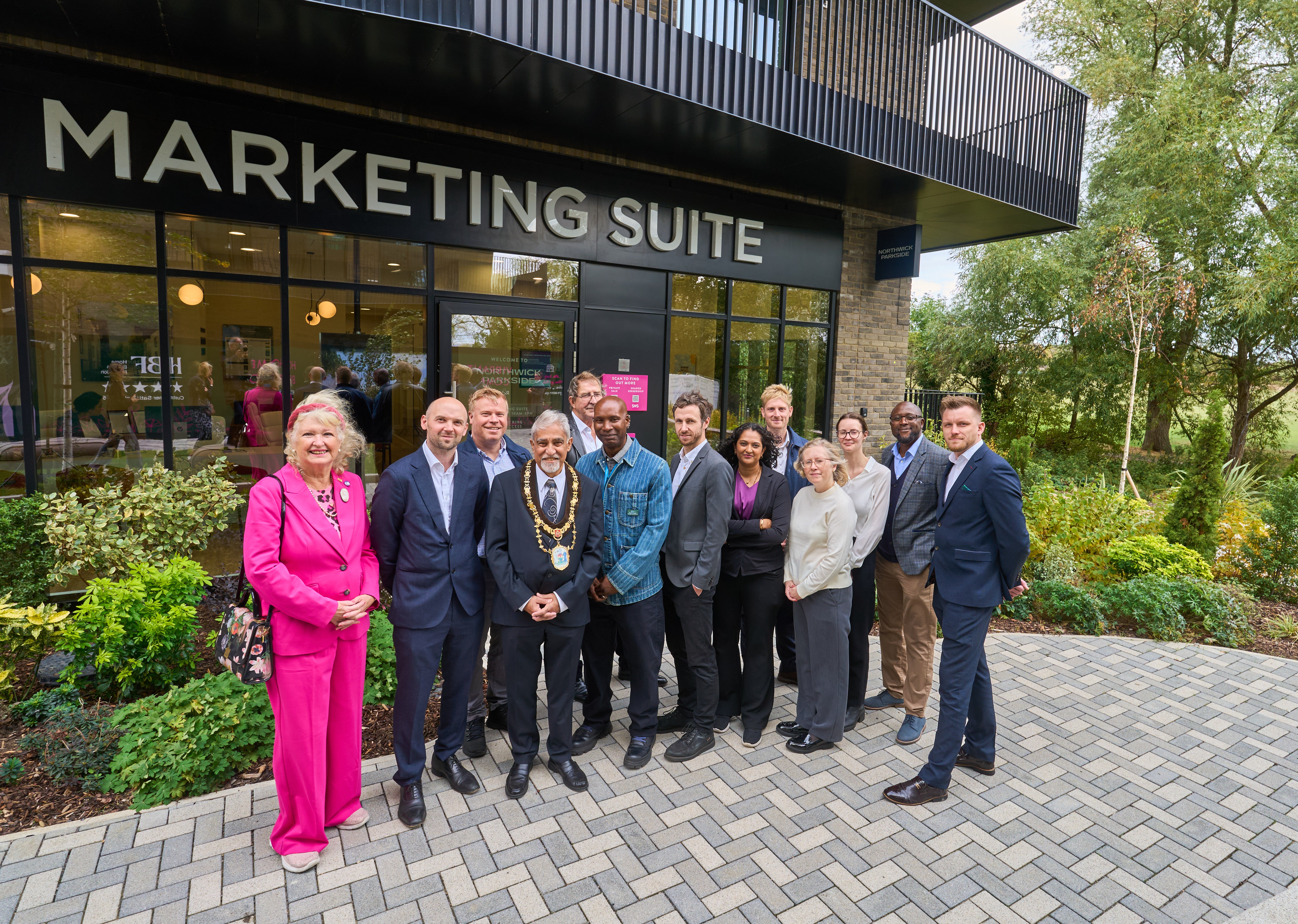 Dignitaries outside the marketing suite at Northwick Parkside 