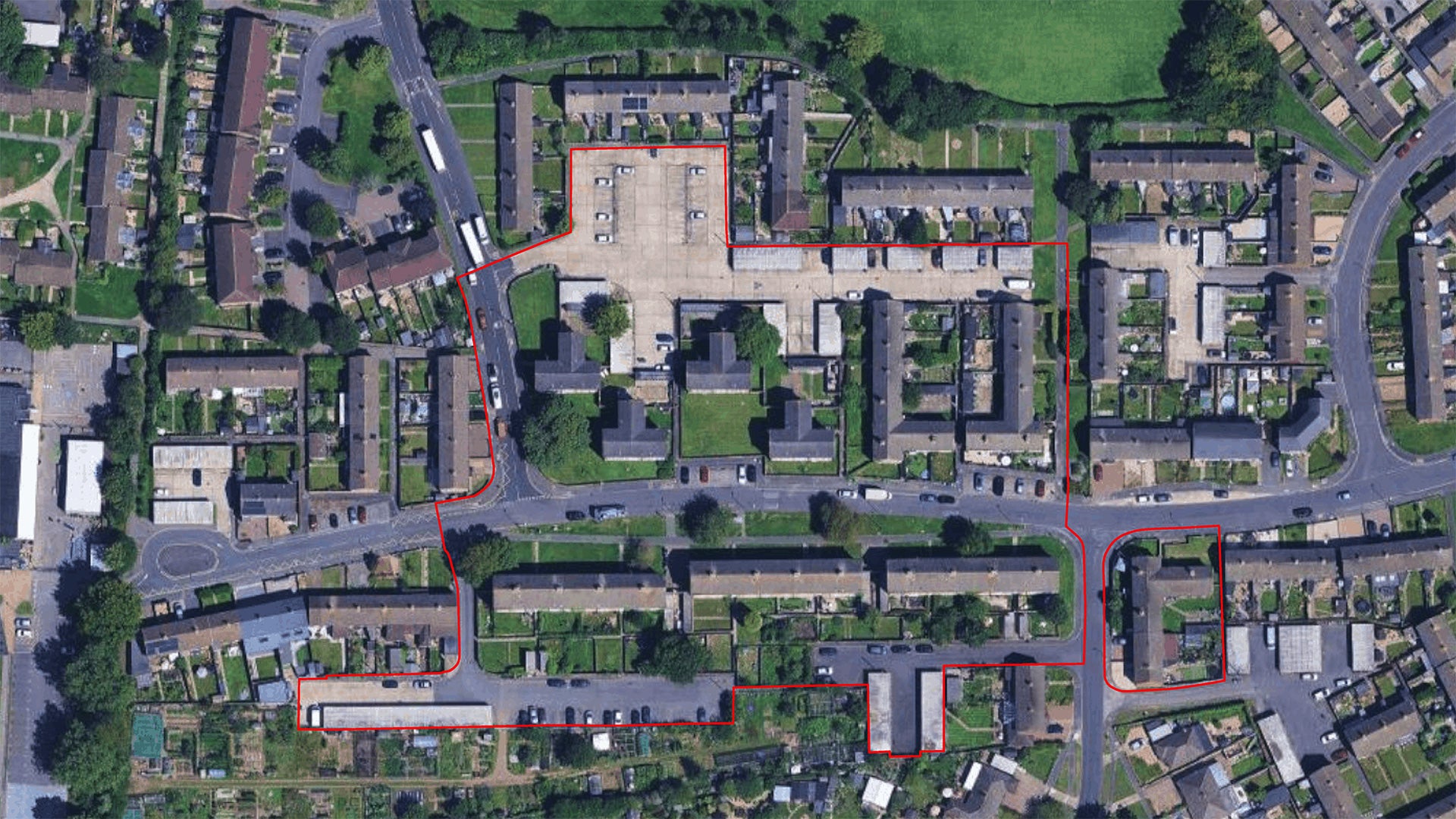 Arial view of Pinkerton Road area