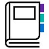 Pictogram of textbook with tabs