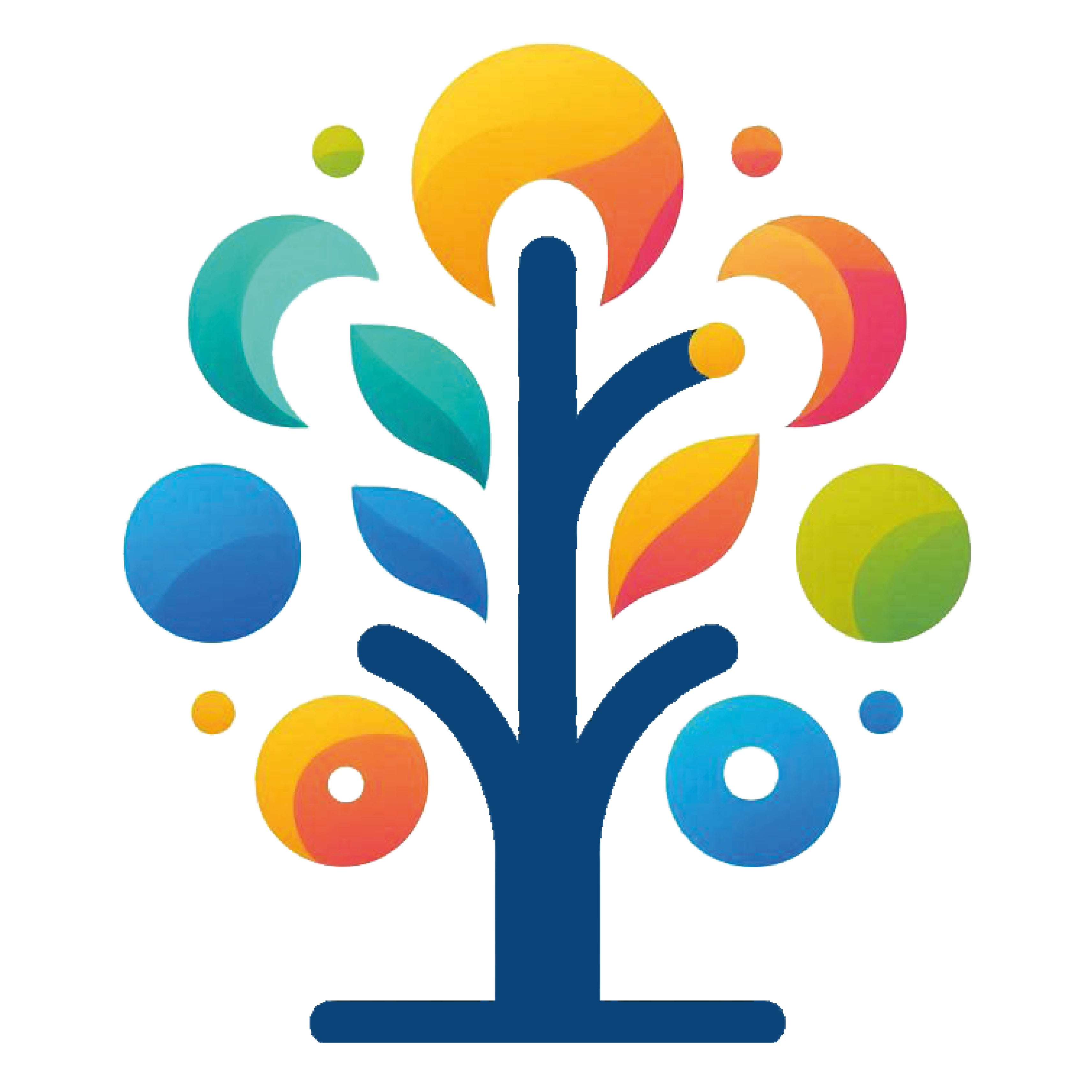 Das Bild zeigt das Logo des Projekts SOKI, einen Baum mit Blättern in bunten Farben. 