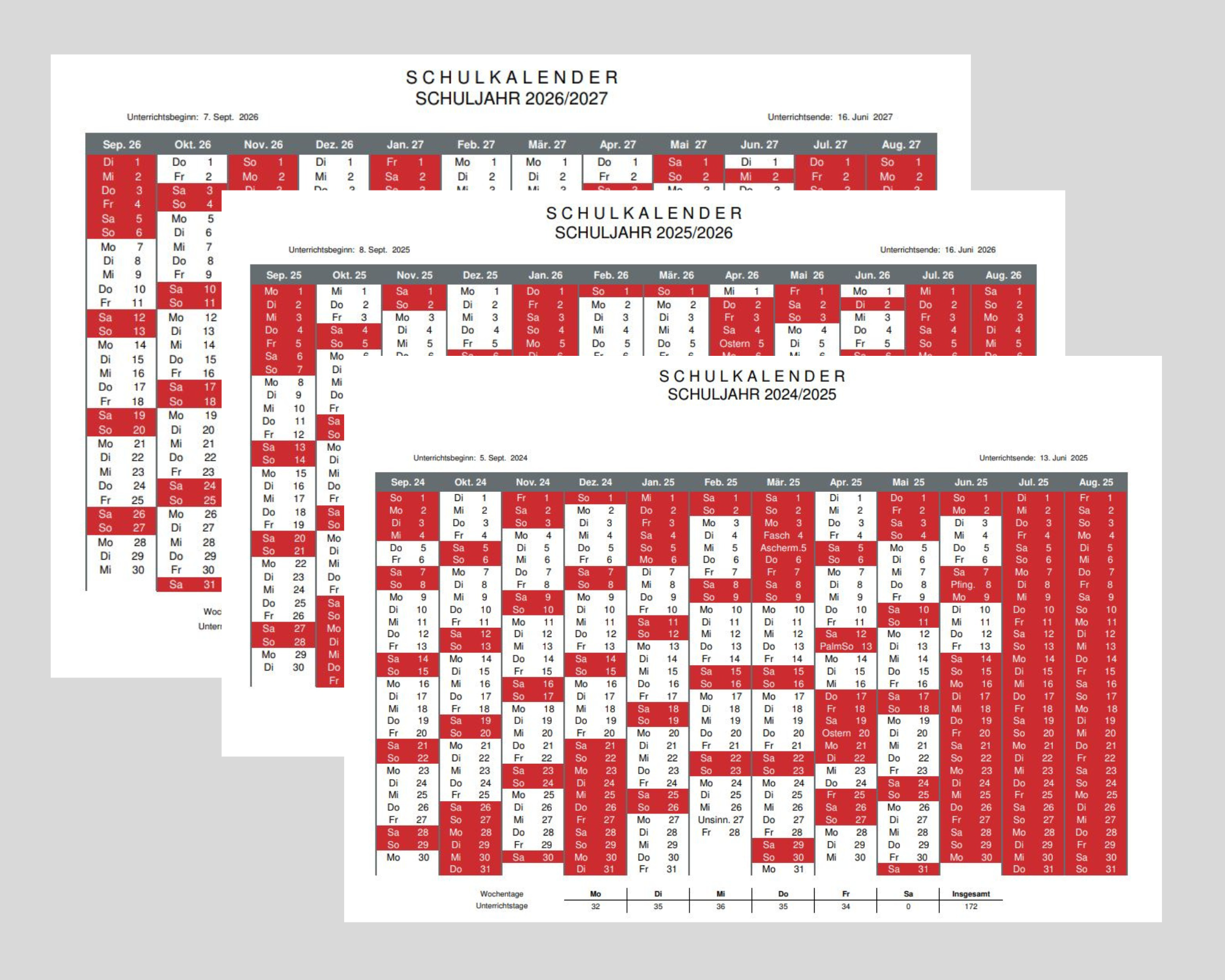 Kindergarten- und Schulkalender